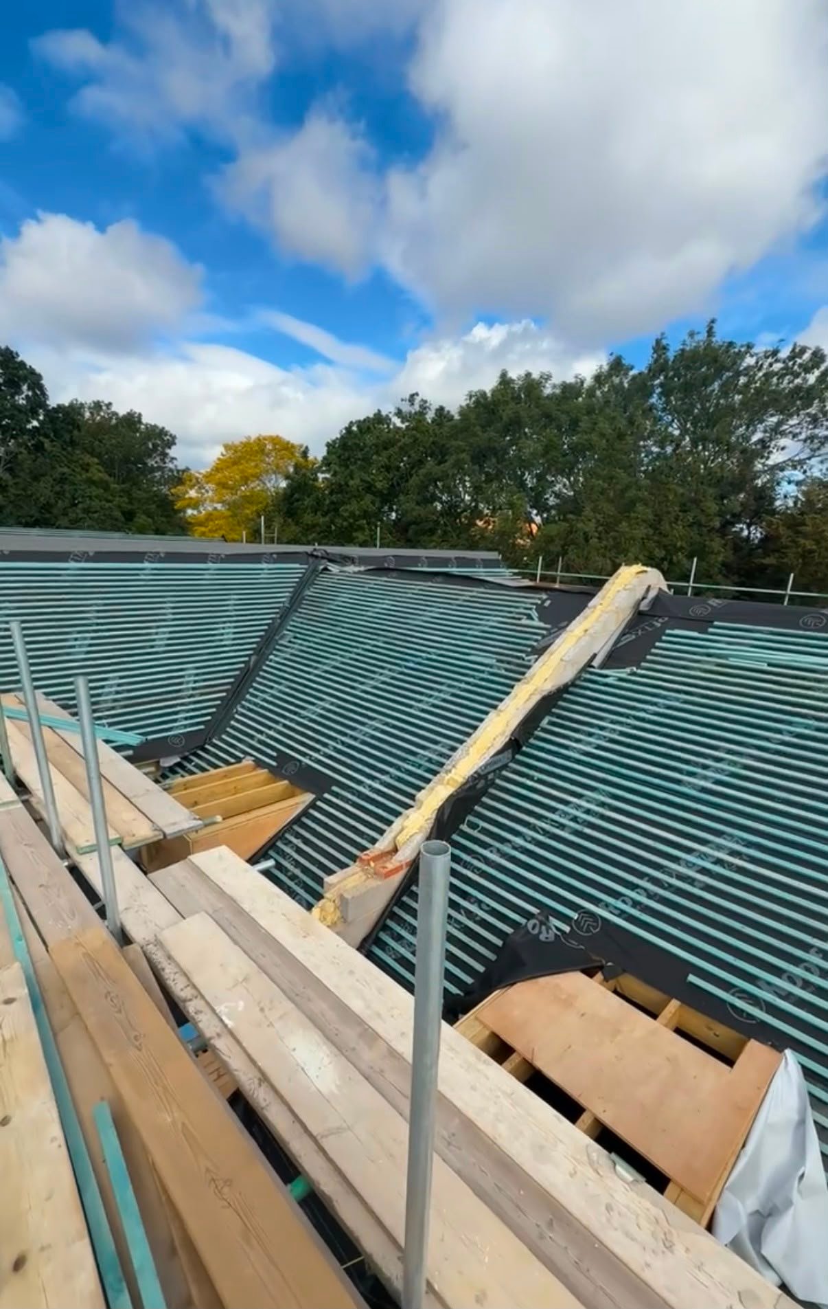 Roof membrane and battens installed before tiling